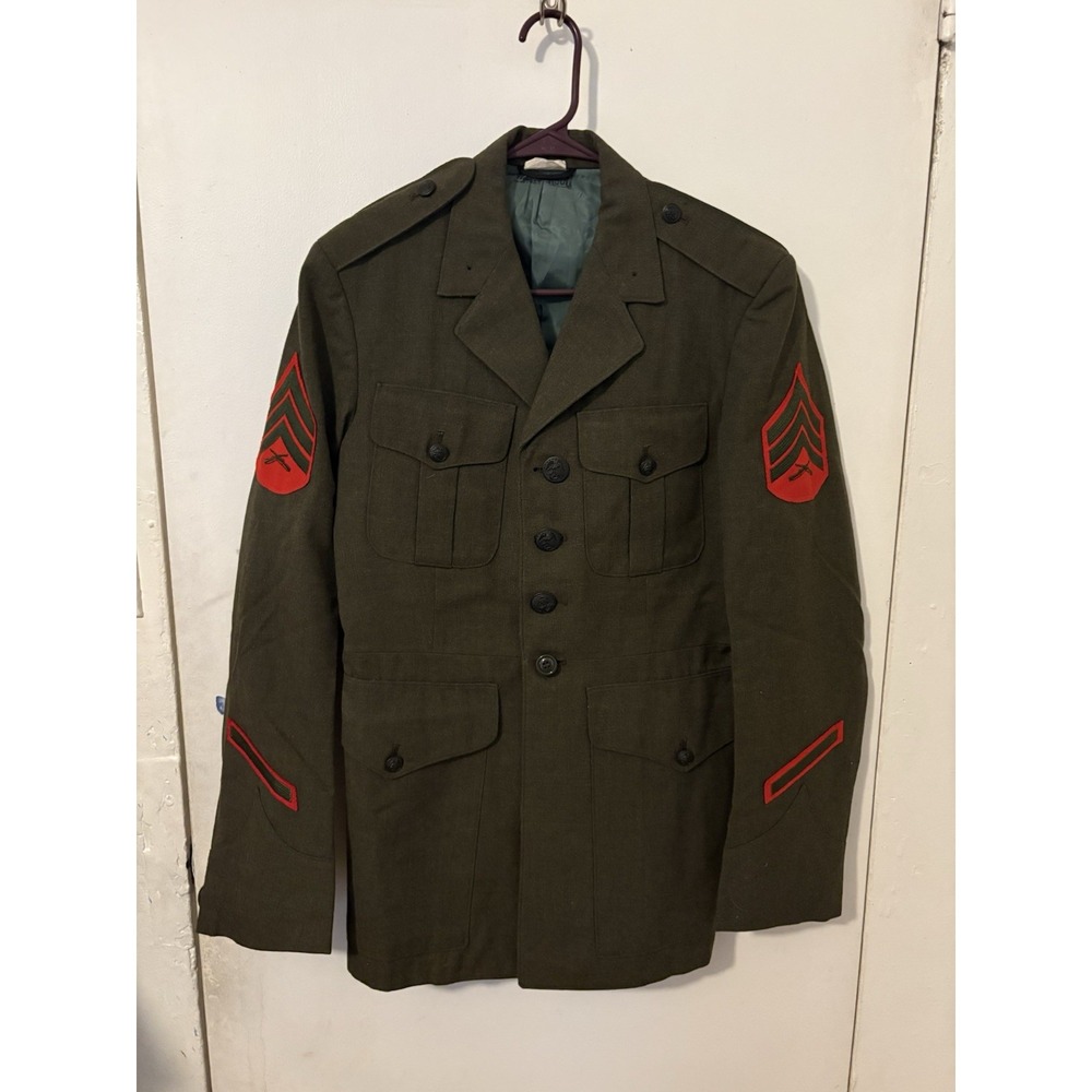 ⁠USMC Marine Corps Alpha Green Dress Coat Uniform Jacket Sergeant M⁠